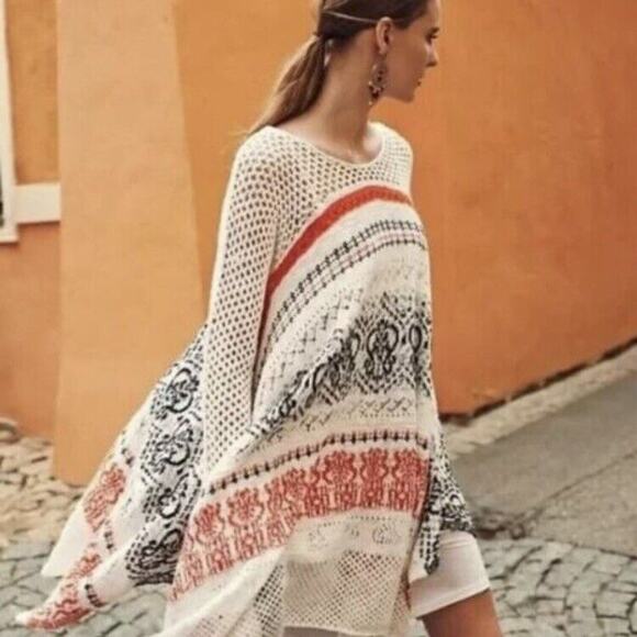 Sleeping on Snow Dress Small Anthopologie Risen Sun Orange Crochet Sweater Boho - Picture 2 of 13